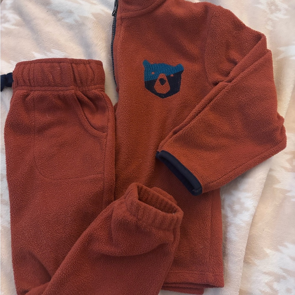 Cozy Bear Fleece Kids Bottoms - Rust